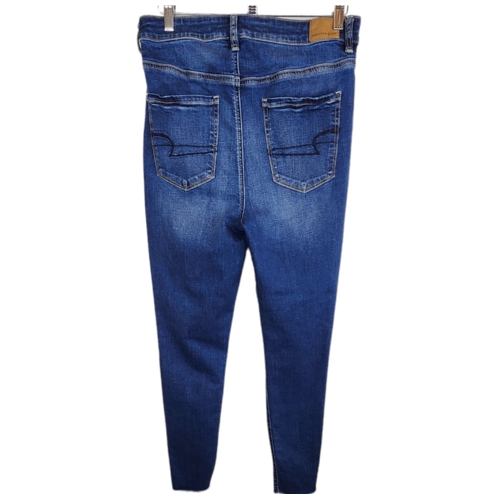 American Eagle Highest Rise Jegging Distressed Frayed Hem Super Stretch - 10R - Picture 6 of 9